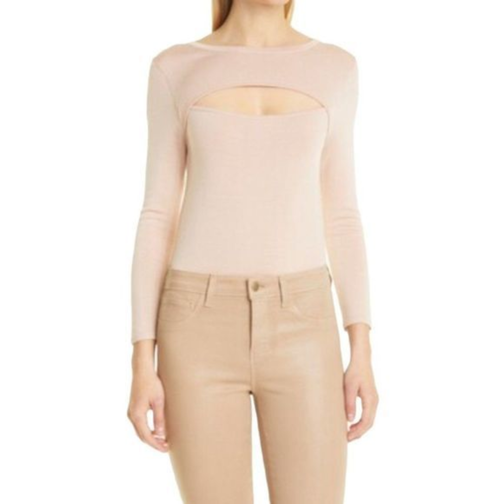 L'AGENCE Pink Petal Jocelyn Cutout Sweater‎ (XS)